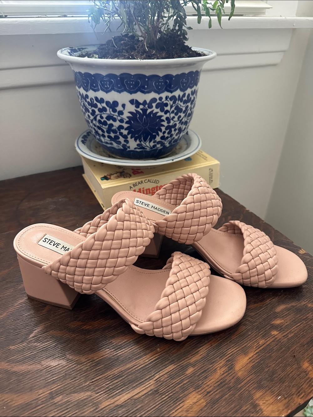 Steve Madden Blush Braided Block Heel Slide Sandals
